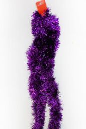 Neel Blue Chunky Christmas Tinsel Garland Shiny Metallic with White Xmas Tree Decor, 2m in Purple - thumbnail 4