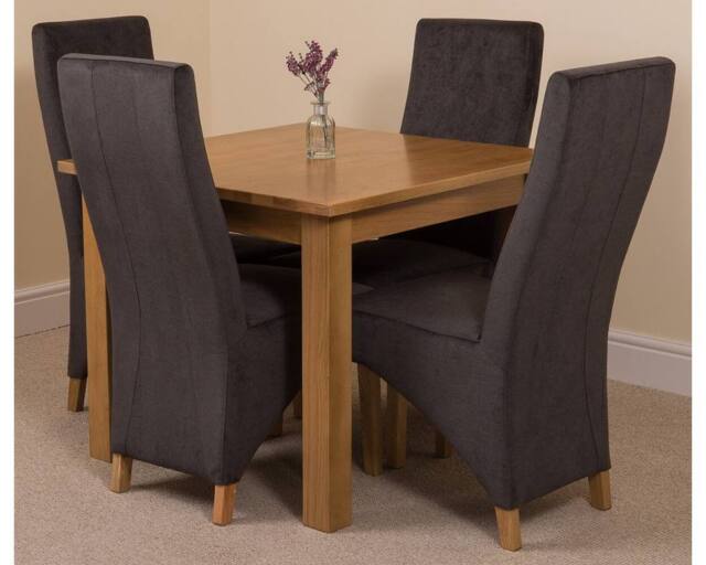 Thats Furniture Oslo 90 x 90 cm Oak Small Dining Table & 4 Lola Fabric Chairs in Black - image 1
