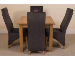 Thats Furniture Oslo 90 x 90 cm Oak Small Dining Table & 4 Lola Fabric Chairs in Black - thumbnail 2
