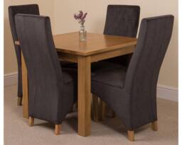 Thats Furniture Oslo 90 x 90 cm Oak Small Dining Table & 4 Lola Fabric Chairs in Black - thumbnail 1