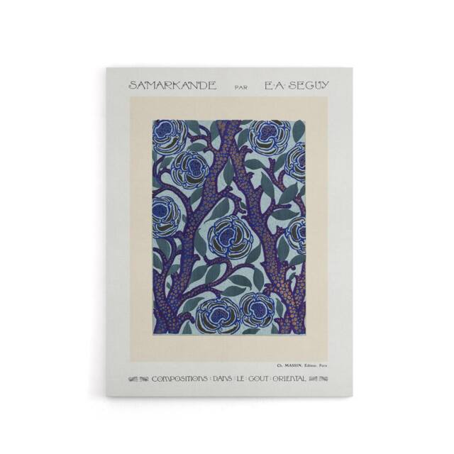 "Artery8 Vintage Rose Bush Flower Pattern Canvas Wall Art Print Seguy in Blue - Size: W18"" x H24""" - image 1