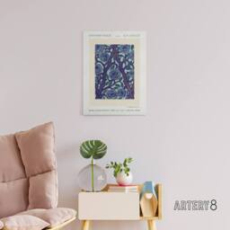 "Artery8 Vintage Rose Bush Flower Pattern Canvas Wall Art Print Seguy in Blue - Size: W18"" x H24""" - thumbnail 3
