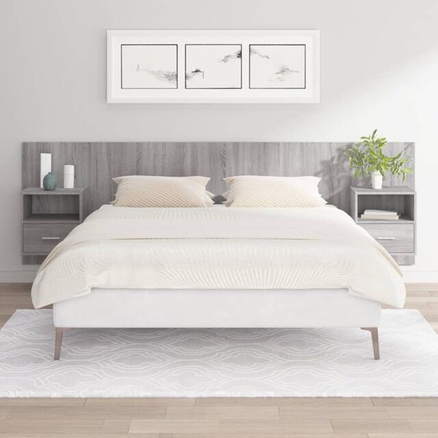 Berkfield Home Bed Headboard with Cabinets Grey Sonoma Engineered Wood - image 1