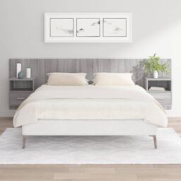 Berkfield Home Bed Headboard with Cabinets Grey Sonoma Engineered Wood - thumbnail 1