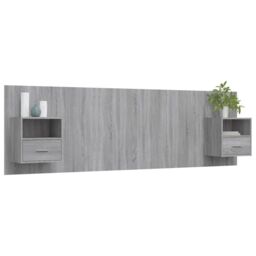 Berkfield Home Bed Headboard with Cabinets Grey Sonoma Engineered Wood - thumbnail 3