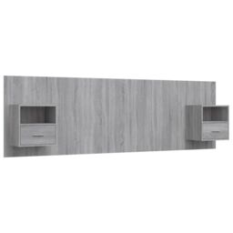 Berkfield Home Bed Headboard with Cabinets Grey Sonoma Engineered Wood - thumbnail 2