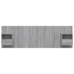 Berkfield Home Bed Headboard with Cabinets Grey Sonoma Engineered Wood - thumbnail 4