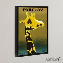 "Artery8 Paul Colin Dahomey Nature Reserve Advert Framed Canvas Wall Art Print in Yellow - Size: W12"" x H16""" - thumbnail 2
