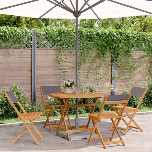 Berkfield Home 5 Piece Garden Dining Set Anthracite Fabric & Solid Wood in Black - image 1