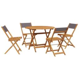 Berkfield Home 5 Piece Garden Dining Set Anthracite Fabric & Solid Wood in Black - thumbnail 2