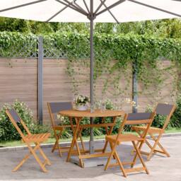 Berkfield Home 5 Piece Garden Dining Set Anthracite Fabric & Solid Wood in Black - thumbnail 1