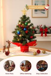 Living and Home 57cm Mini Pre-lit Christmas Tree with Multicolor Ball Ornaments - thumbnail 3