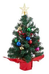 Living and Home 57cm Mini Pre-lit Christmas Tree with Multicolor Ball Ornaments - thumbnail 4