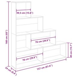 Berkfield Home Book Cabinet Old Wood 157x24x160 cm Engineered Wood in Brown - Size: 157 x 24 x 160 cm - thumbnail 9