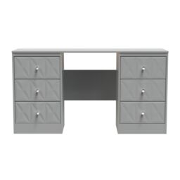 Ready Assembled 2 U Memphis 6 Drawer Kneehole Desk (Ready Assembled) in Grey - thumbnail 1