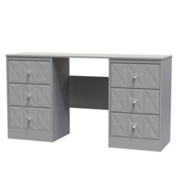 Ready Assembled 2 U Memphis 6 Drawer Kneehole Desk (Ready Assembled) in Grey - thumbnail 3