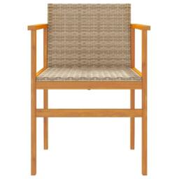 Berkfield Home Beautiful Garden Chairs 2 pcs Beige Poly Rattan&Solid Wood - thumbnail 5