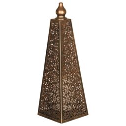 mysmartbuy Battery Powered Moroccan Style Pyramid Lantern Lamp - Weatherproof Bronze Effect Home or Garden LED Light - H45 x 15cm Diameter - thumbnail 3