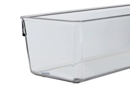 Orsina Sturdy Build Small Set Of Two Slim Kitchen Organisers, Integrated Handle Narrow Storage Boxes For Fridge in Clear - thumbnail 2