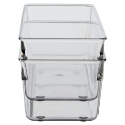 Orsina Sturdy Build Small Set Of Two Slim Kitchen Organisers, Integrated Handle Narrow Storage Boxes For Fridge in Clear - thumbnail 4