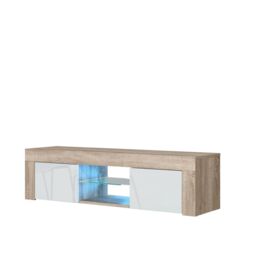 Mex Furniture LTD TV Unit with LED Lights & Gloss Doors / 130cm in Light Oak - thumbnail 6