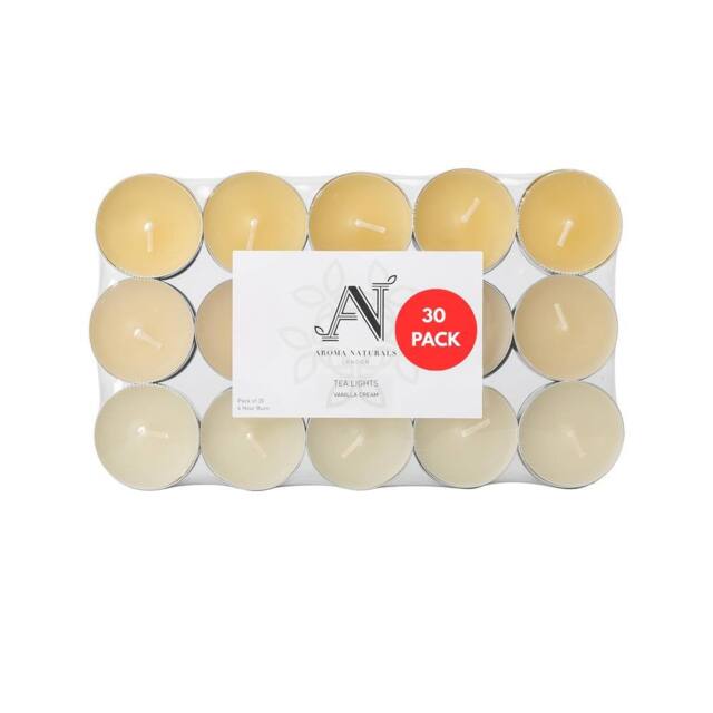 Aroma Naturals Vanilla Cream Scented Tealight Candles - 4hr Burn - 30 Pack - image 1