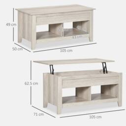 Wyld Haus Tonodo Oak Effect Lift Top Coffee Table Storage with Shelves in Light Oak - thumbnail 3
