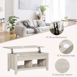 Wyld Haus Tonodo Oak Effect Lift Top Coffee Table Storage with Shelves in Light Oak - thumbnail 6