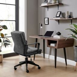 FurnitureboxUK Rosco Faux Leather Office Chair in Black - thumbnail 3
