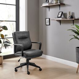 FurnitureboxUK Rosco Faux Leather Office Chair in Black - thumbnail 4