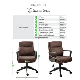FurnitureboxUK Rosco Faux Leather Office Chair in Black - thumbnail 9