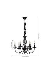 Living and Home 6-Light Iron Chandelier Pendant Light in Black - thumbnail 3