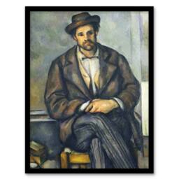 "Artery8 Seated Peasant Portrait Painting Cezanne Framed Wall Art Print - Size: W12"" x H16""" - thumbnail 1