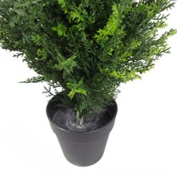Leaf 60cm Pair of Artificial Cedar Cypress Topiary UV Resistant in Green - thumbnail 3