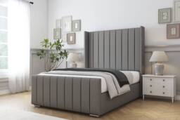"Sloomy Watson Dumfries Bed Frame With 50"" Upholstered Headboard in Light Grey - Size: King" - thumbnail 2
