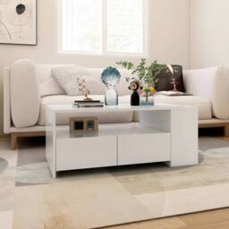 Berkfield Home Coffee Table White 102x55x42 cm Engineered Wood - Size: 102 x 55 x 42 cm - thumbnail 5