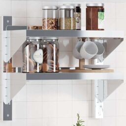 Berkfield Home 2-Tier Wall Shelf 50x23.5x60 cm Silver Stainless Steel