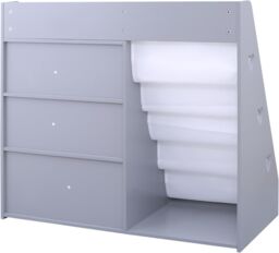 Xample 4 Tier Wooden Kids Bookshelf Book Storage Organizer with 5 Pockets in Grey - thumbnail 6