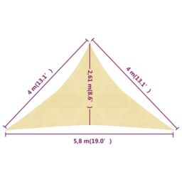 Berkfield Home Sunshade Sail 160 g/m ² Beige 4x4x5.8 m HDPE - thumbnail 6