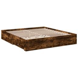 Berkfield Home Modern Bed Frame w/Drawers Frame Smoked Oak 180x200 cm Super King in Brown - thumbnail 6