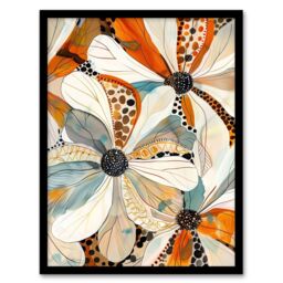 "Artery8 Abstract Floral Painting Wildflowers Animal Print Framed Art Print in Orange - Size: W12"" x H16""" - thumbnail 1