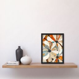 "Artery8 Abstract Floral Painting Wildflowers Animal Print Framed Art Print in Orange - Size: W12"" x H16""" - thumbnail 4