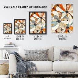 "Artery8 Abstract Floral Painting Wildflowers Animal Print Framed Art Print in Orange - Size: W12"" x H16""" - thumbnail 3