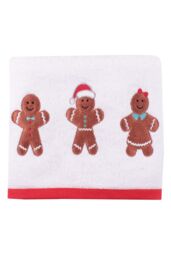Fusion 'Gingerbread' 100% Cotton Festive 2 Pack Hand Towels in White - thumbnail 1