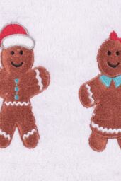 Fusion 'Gingerbread' 100% Cotton Festive 2 Pack Hand Towels in White - thumbnail 2