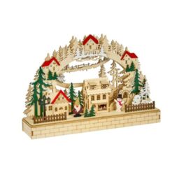 Samuel Alexander 40cm Battery Operated Wooden Christmas Alpine Scene with LEDs