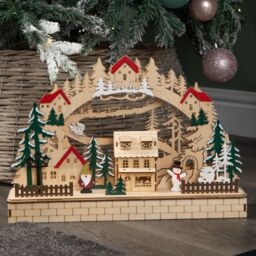 Samuel Alexander 40cm Battery Operated Wooden Christmas Alpine Scene with LEDs - thumbnail 9