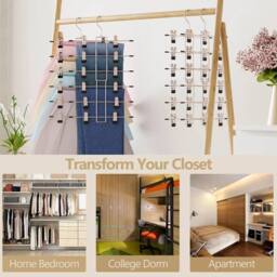 EONLION 6 Pack Trouser Hangers Space Saving Skirt Hangers in Silver - thumbnail 2