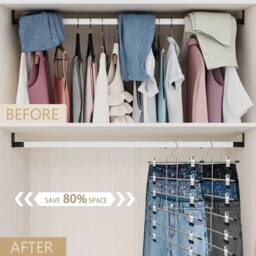 EONLION 6 Pack Trouser Hangers Space Saving Skirt Hangers in Silver - thumbnail 4
