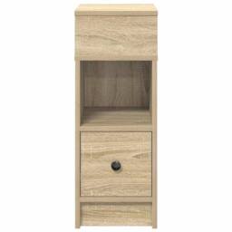 Berkfield Home Durable Bedside Cabinets 2 pcs with Drawer Sonoma Oak 25x31x66 cm in Light Brown - Size: 25 x 31 x 66 cm - thumbnail 4